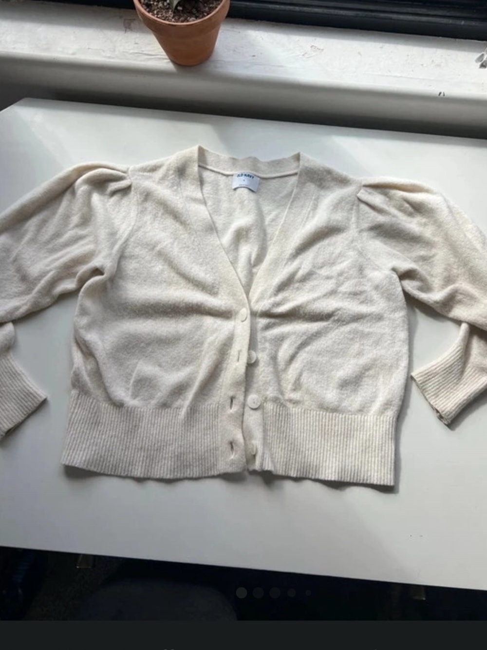 Old Navy Cream Puff-Sleeve Button Cardigan